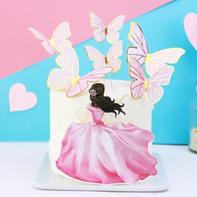 China Birthday Party Cake Topper Paper Butterfly For Cake Decoration for sale