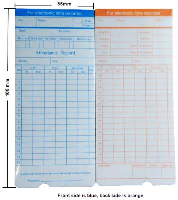 China Wholesale cheap monthly paper card consumables punch time recorder punch card eximer 188*86*0.35mm for sale