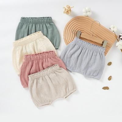 China Cotton Anti-static Running Elastic Organic Baby Waist Short Pants, Muslin Bloomers Wholesale Baby for sale