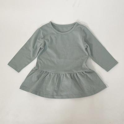 China Breathable Wholesale Organic Cotton Knee Length 0-4T Long Sleeve Dresses Infant Baby Girl for sale