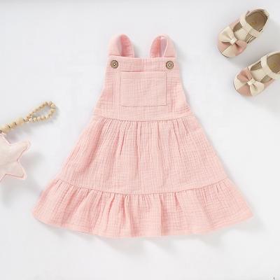 China Wholesale Cute Breathable A Line Organic Cotton Muslin Spaghetti Strap Dress for sale