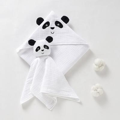 China Lovely Soft Super Wearable 2 Piece Set Panda Style Baby Swaddle Blanket and Panda Baby Lovey Comforter Blanket Baby Gift Set for sale