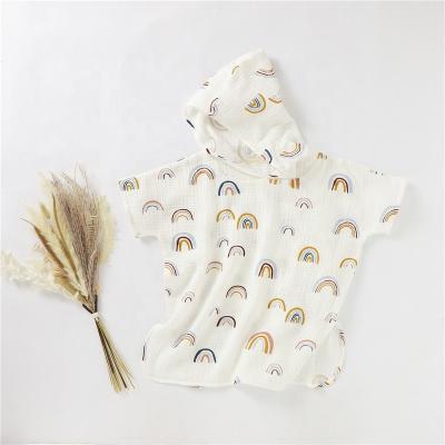 China Sleeve Gauze Baby Bathrobe Hooded Europe Summer Shorts 0-6T for sale