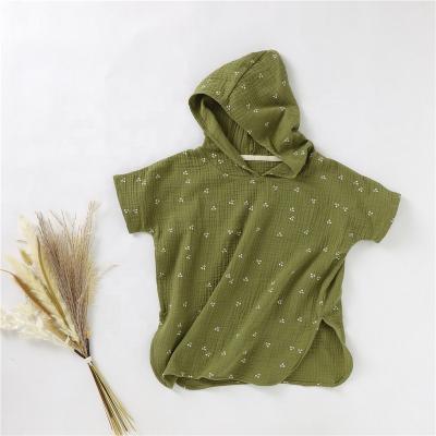 China Hot Selling Europe Ins Style Organic Cotton Print Hooded Bathrobe Baby for sale