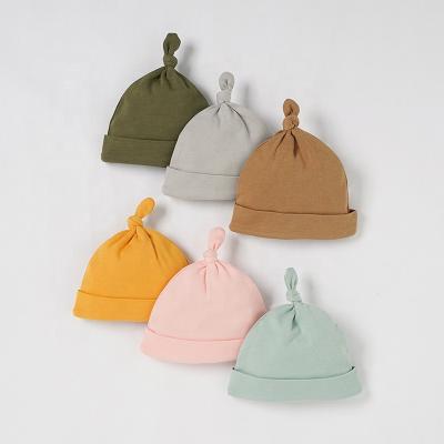 China Wholesale Knitted Organic Cotton Knotted Baby Hat 0-3M/3-6M/6-12M/12-18M for sale