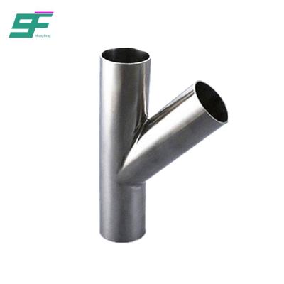 China ShengFeng Sanitary Pipe Fittings 304&316L Sanitary Reducing Tee Y Type Food And Beverage Pipe Fittings for sale