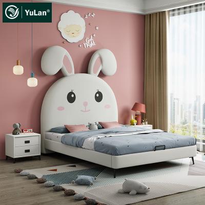 China Wholesale Custom Wooden Frame Bunny Ears Headboard Design Storage Soft Other Bed for Kids Children for sale