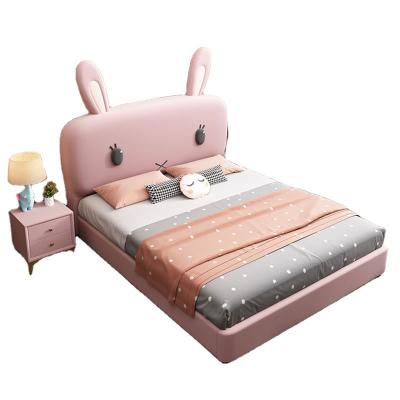 China Other Cute Modern Luxury Design Frame Cartoon Bed Rabbit Leather Solid Wood Children Bed for sale