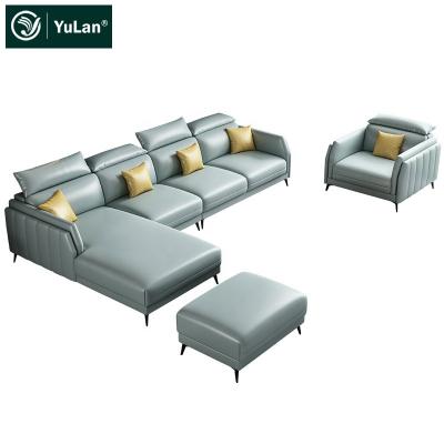 China Modern General Leather Living Room Sofa Set Removable Cover Sofa 2 Seater 3 Seater Furniture Cyan for sale