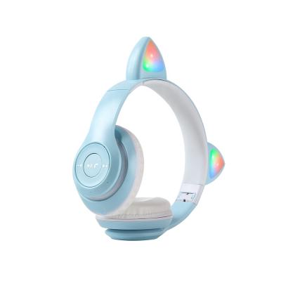 China Flashing LED Headband Cute Cat Ear Wireless Headphones Noise Canceling Adults Kids Girl Gift Foldable Design Length Adjustable Headset for sale