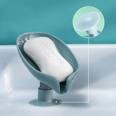 China 2021 Modern Plastic Bathroom Soap Dish Drain Soap Box Suction Cup Sheet Non-Slip Soap Holder for sale