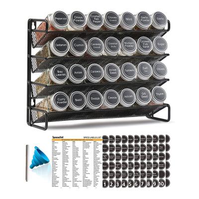 China Sustainable 4 Tier Buffet Countertops Metal Seasoning Spices Organizer Wall Mesh Spice Racks Set for sale