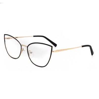 China Fashionable Optical Frame Customized Lady Slim Fashion Cat Eye Glasses Frame Metal Spectacle Optical Frame for sale