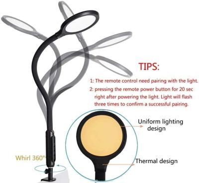 China Modern Metal Clip Table Lamp Black White Flexible Desk Light With Clamp Reading LED Task Light for sale