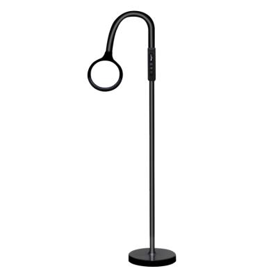 China Silicon Gooseneck Led To Floor Light Human Body Induction Flexi Circular Neck 6W Magnifying Lamp Black Led Floor Light for sale