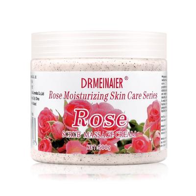 China Low MOQ Rose Moisturizing Whitening Scrub Exfoliator Exfoliator Body Face Exfoliating Skin Care Massage Cream for sale