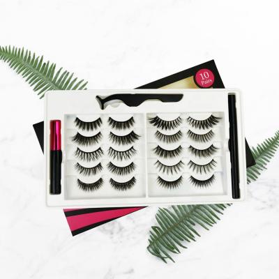 China Natural Soft 5 Pairs Pack Magnetic 3D Eyelashes and Magnetic Eyeliner Kit Magnet False Eyelashes for sale