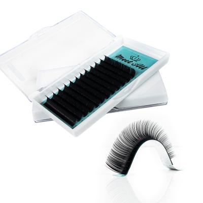 China Natural Soft Individual Silk Eyelash Extensions Dark Black Private Label Eyelash Extensions for sale