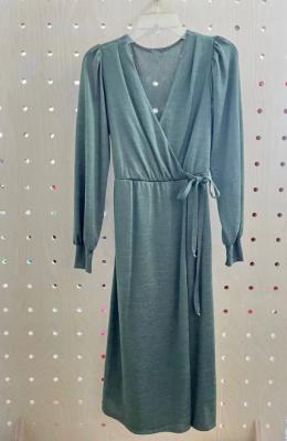 China Mid-Length Sweater Dress Green for sale