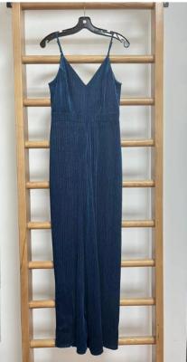 China Teal Blue Luxurious Lurex Velvet Jumpsuit for sale