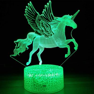 China Modern 3D Illusion Lamparas Kids Room Table Factory Customized Creative Acrylic USB LED Christmas Lamp Night Light Desk Base for sale