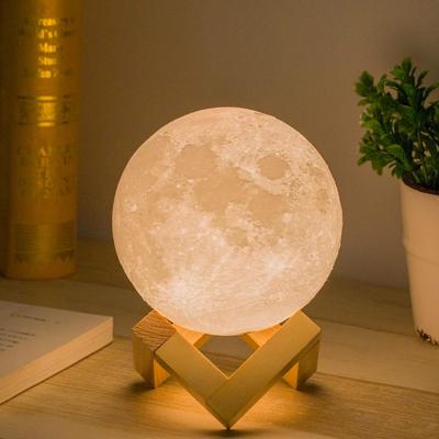 China 15cm Wholesale Modern 16 Colors 3D Printing Remote Control Rechargeable Moon Light Dimmable Touch Control Lunar Lamp for sale