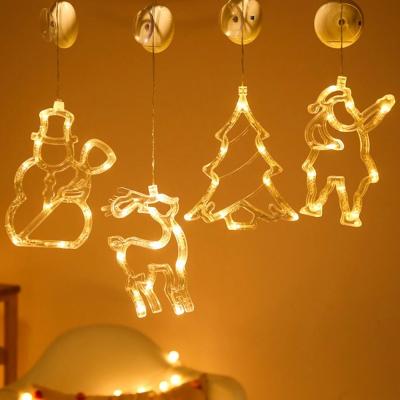 China Christmas Window Santa Snowflake Bell Shop Holiday Home Decoration Led Suction Cup Wall Night Light for sale