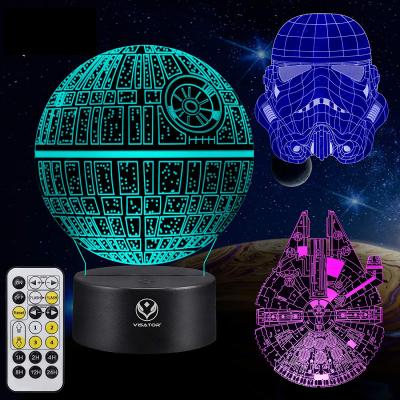 China New Modern Star Wars Kids Bedroom Decorative Optical 3d Illusions Led Night Light Lamp for sale