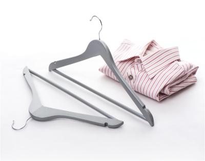 China 2021 hot sale premium gray luxury traditional non slip wooden coat hanger for men's wooden coat hanger for sale