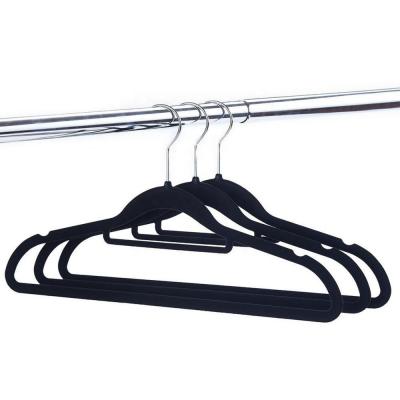 China Amazon eco-friendly material hot sale flocked flocking hanger velvet clothes pants hanger for sale