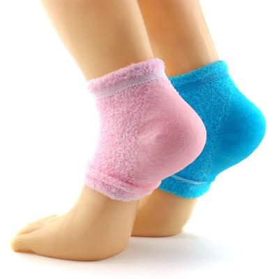 China Foot Cloth SPA Moisturize Heel Protector Foot Gel Bumps Gel Eco Friendly Heel Sheaths Moisturize Socks Gel Striped Open Spa Socks for sale