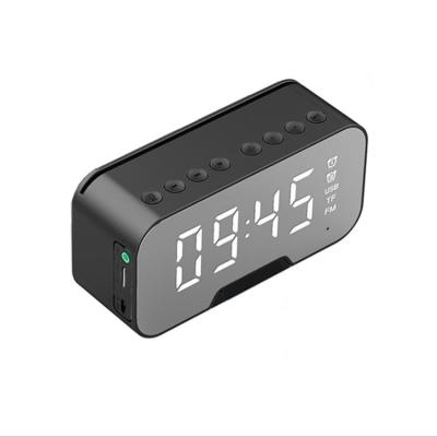 China Game Fm Bluetooth Speaker Two Sets Visual Alarm Clock Led Mirror Speaker TfCard Smart Speaker With Fm Radio Microphone Bluetooth Speaker for sale