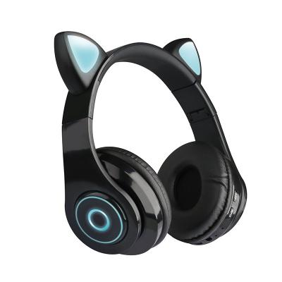 China 7 Color LED Breathing Lovely Light Design Cat Ear Led Light Bluetooth Earphone With Good Bass Cute Wireless Earphone Headset for sale