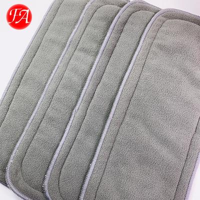 China Custom Charcoal Bamboo Diaper Plain Weave Reusable Cloth Diapers 4 Inserts Cloth Diaper Insert For Babies for sale