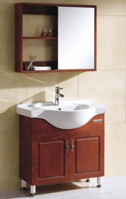 China Floor mounted PVC Bathroom Vanity，Wood grain PVC bathroom cabinet,Mirror cabinet for sale