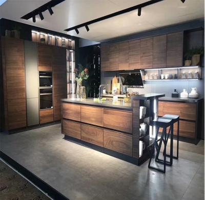 China Walnut kitchen cabinet,handleless kitchen cabinet,kitchen cabinets direct from china,countertops kitchen for sale