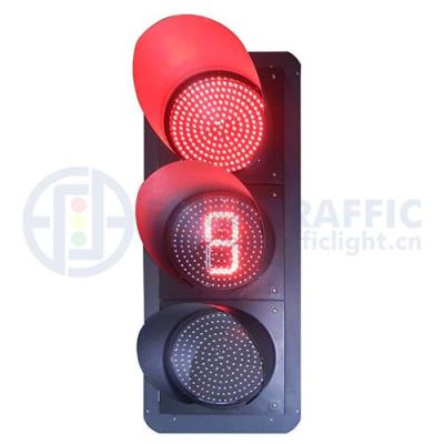 China PC Plastic Anti-UV Led Traffic Lights Lights 400mm Yellow Red Green Signal Lights (With Countdown Meter) for sale