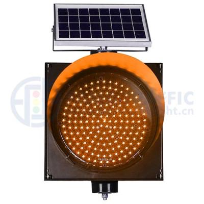 China PC Solar Powered LED Turn Signal Light 300mm Yellow Anti-UV Plastic Warning Solar Traffic Light for sale