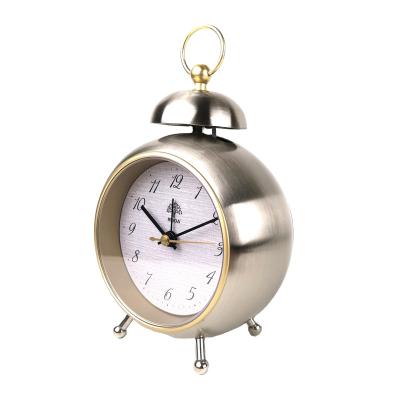 China Bedroom Antique Luxury Quiet Office Clock Bedside Student Clock Metal Style Noisy Lazy Alarm Clock for sale