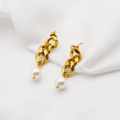 China Other titanium cuban chain earrings bead earrings 18k gold stainless steel earrings for women for sale