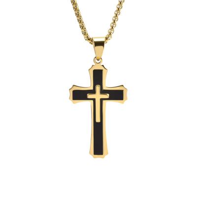 China Charm Indelible Fashion Simple Best Selling Stainless Steel Gold Plated Vintage Customized Cross Necklace for sale