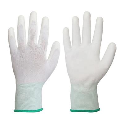 China Industrial White PU Palm Industrial Protection Work Protection Hand Electronics Construction Gloves Superior Fit Polyurethane Dipped Gloves for sale