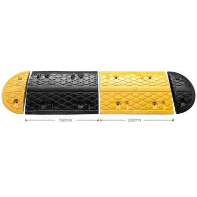 China Wholesale 500mm Length Driveway Ramp Brake Grid Pattern Traffic Road Rubber Speed ​​Bump Deceleration Zone Car Speed ​​Bump for sale