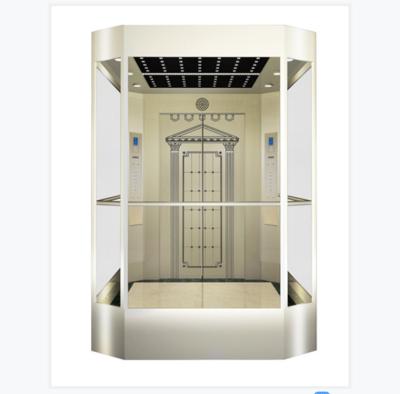 China Popular Design Guided Car Lift Modern Small Machine Room 630kg Panoramic Glass Lift for sale