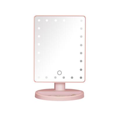 China Hot Sale Portable Desktop Travel Magnifying Makeup Cosmetic Mirror With 24 Led Light Beads for sale