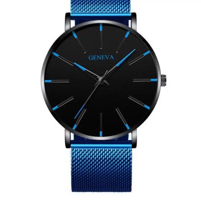 China Hot Selling Blue Cheap Promotional Men Women Women's Automatic Date Luxury Brand Bracelet Geneva Mesh Band Quartz Analog Watches Dropshipping for sale