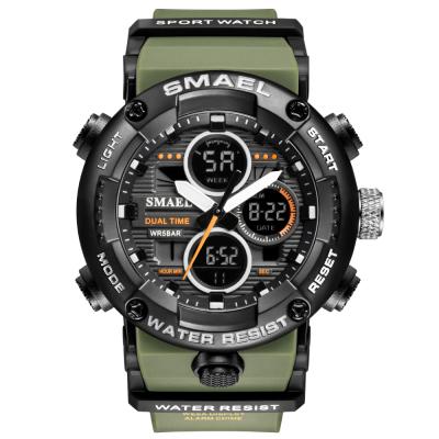 China Full Calendar New Smael Brand Men's Big Dual Movement Watches Male Waterproof Military Digital Stopwatch Alarm Sport Watches for sale