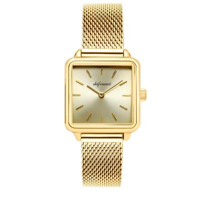 China 3ATM Life Classic Stainless Steel Square Quartz Waterproof Elegant Custom Women Trend Design Slim Stone Casual Watch for sale