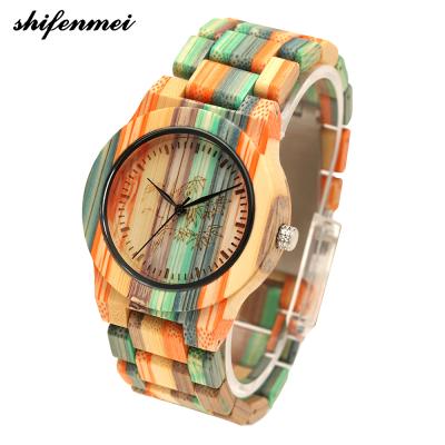 China 2019 Top Natural Bamboo Wood Watch Men Genuine Leather Male Clock Reloj De madera Gift Wooden Clock Hour for sale