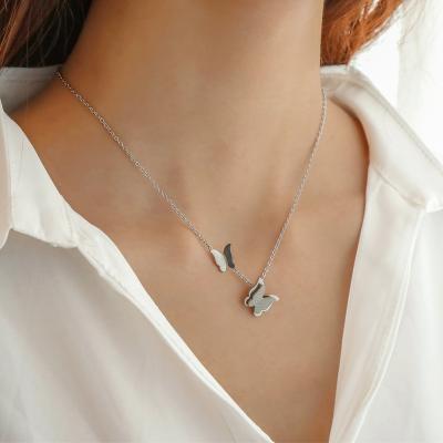 China Vintage CLASSIC Jewelry Tiny Butterfly Charm Necklace Stainless Steel 18k Gold Plated Non Tarnish Cute Butterfly Necklace For Gift for sale